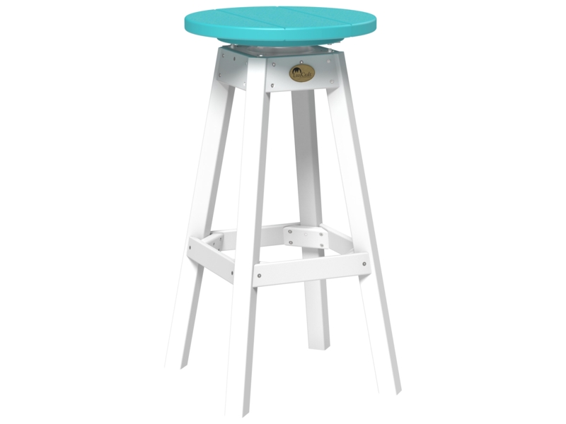 Bar Stool Two Toned White Brown Slatted Poly Lumber