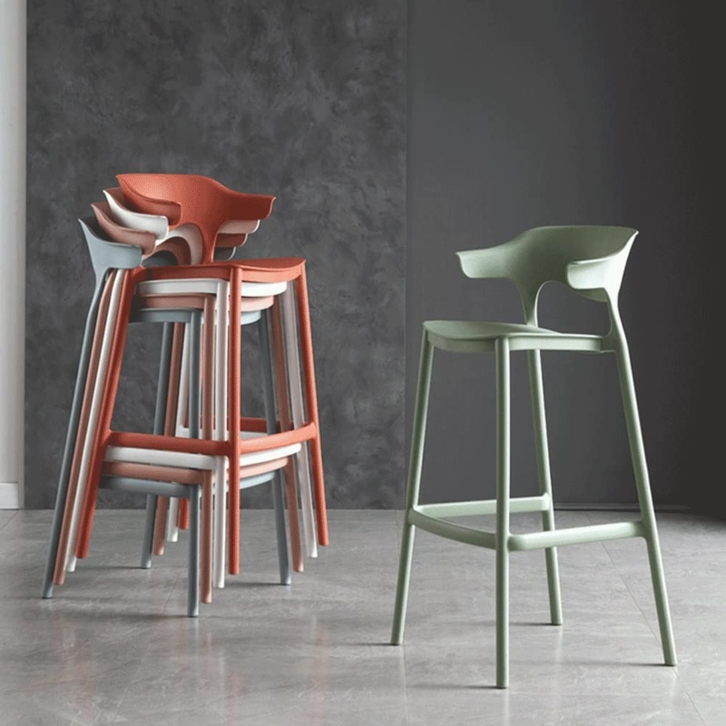 Bar Stool Vibrant Blue Molded Plastic Look Splayed Legs