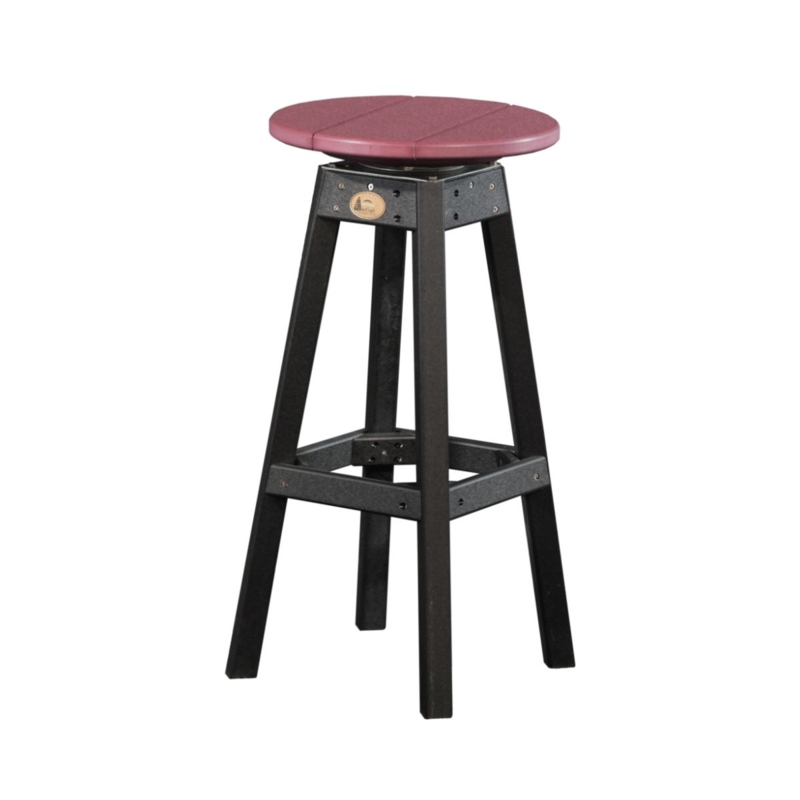 Bar Stool Warm Wood Tone Slatted Back, Rustic Outdoor Seating