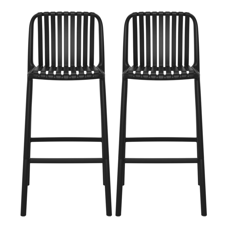 Bar Stool White Perforated Seat Open Back Polypropylene Modern