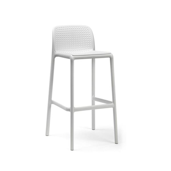 Bar Stool White Resin Ladder Back Stackable Coastal