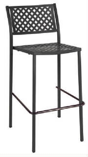 Bar Stool Woven Espresso Seat Silver Frame Curved Back Contemporary