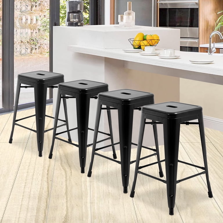Bar Stools, industrial modern style, matte black metal. (56)