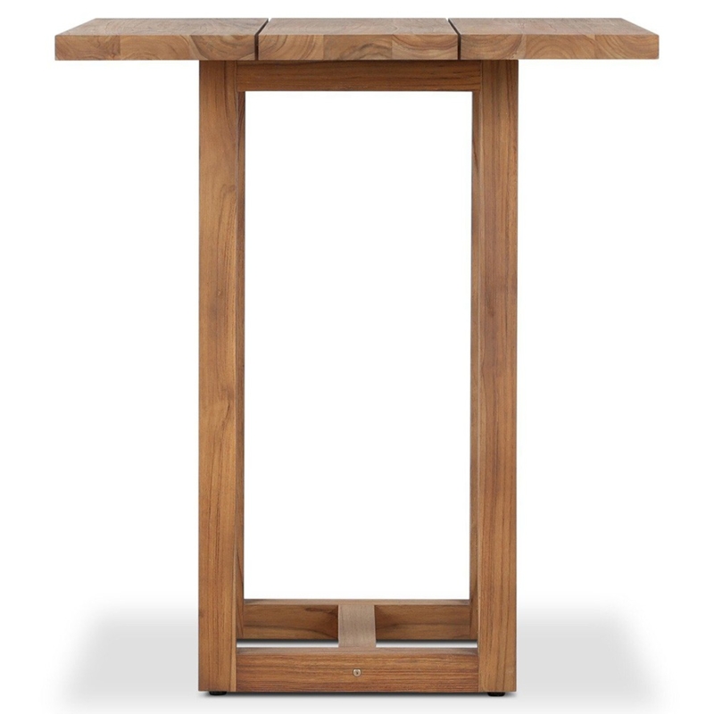 Bar Table Rustic Modern Square Slatted Plank Top Chunky Legs