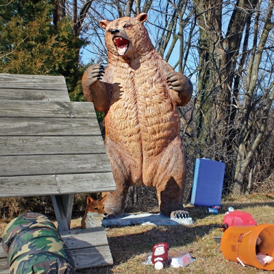 Bear Statue, Life Size Scale, Realistic Growling Pose, Rustic Lodge Decor