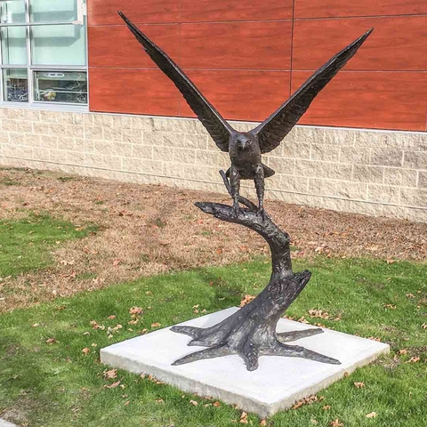 Bird Statue, Life-Size Realistic Hawk, Verdigris Bronze, Stately Yard Art
