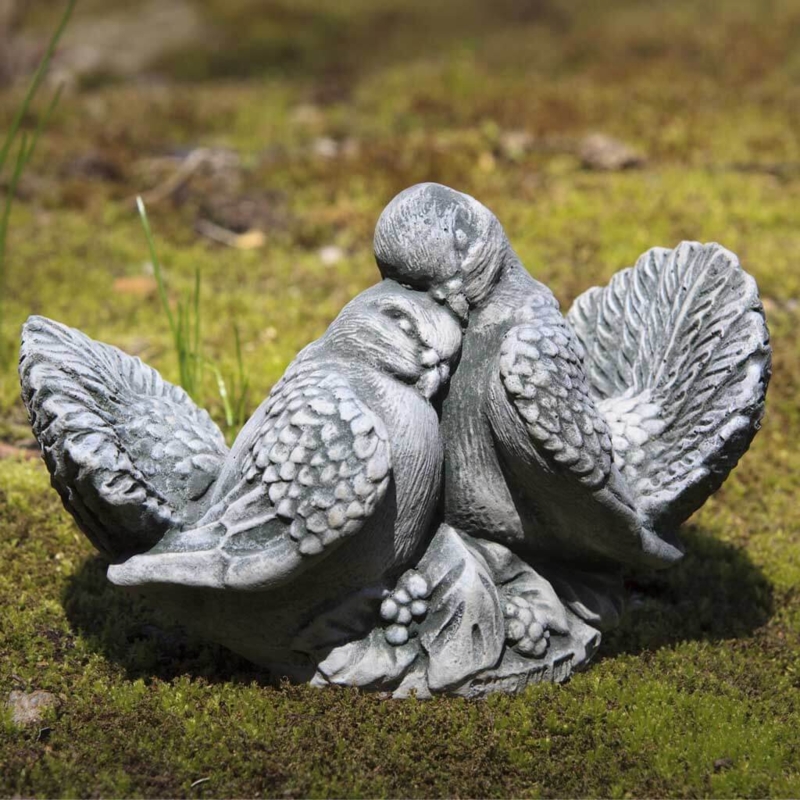 Bird Statues: Cast Stone Look Pair, Weathered Stone Bird Statues