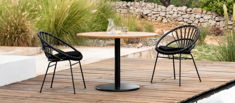 Bistro Set Modern Woven Texture Curved Chairs Pedestal