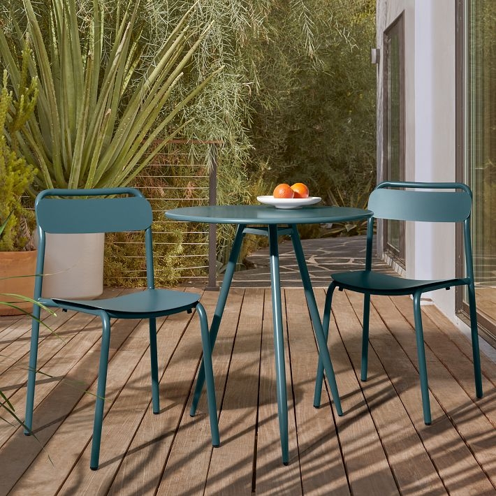 Bistro Set Tripod Table Base Light Gray Metal Wood Toned