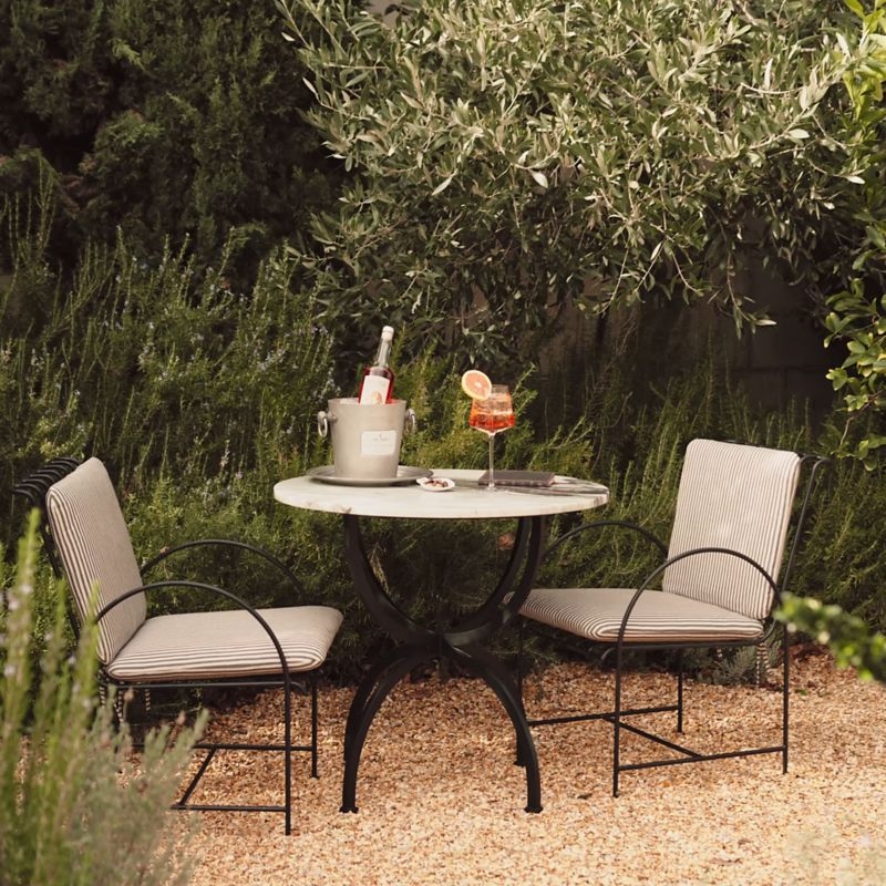 Bistro Table Marble Top Tripod Pedestal Black Metal Round