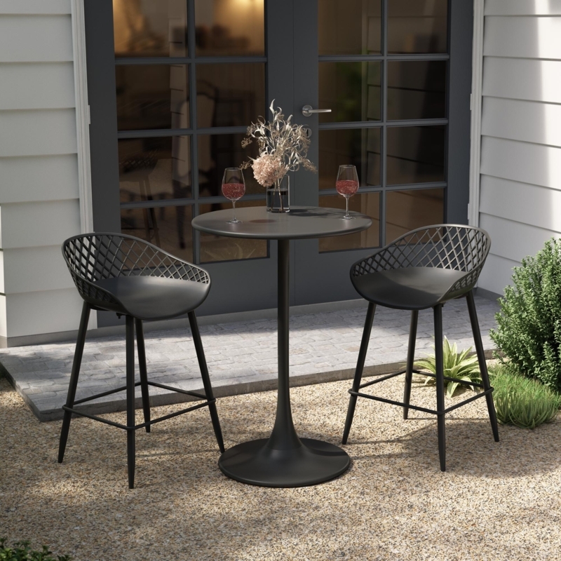 Bistro Table Modern Black Counter Height Matte Pedestal