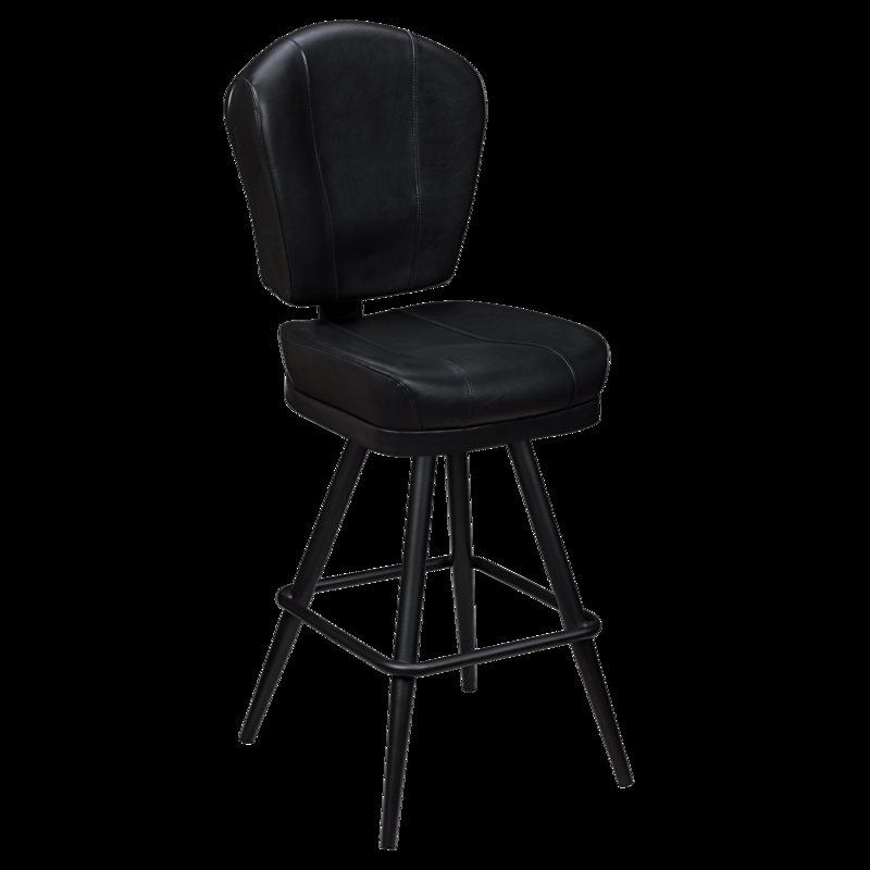 Black Channel Tufted Bucket Bar Stool with Gold Square Metal Frame