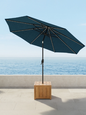 Black Patio Umbrella Octagonal Canopy Matte Finish Market Style
