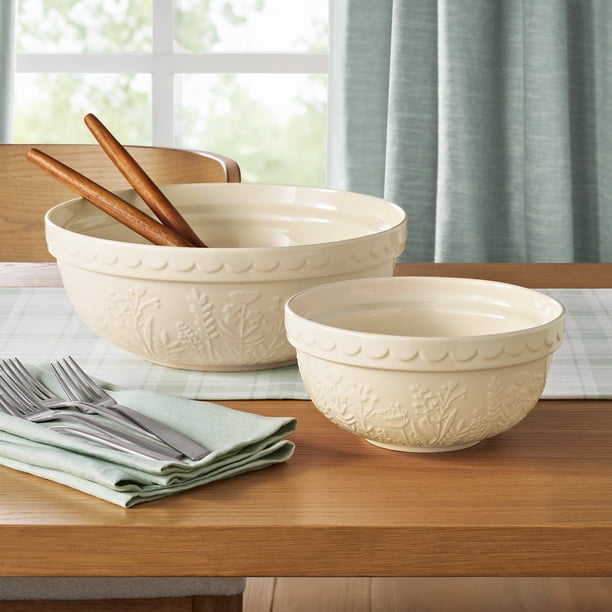 Blue and White Floral Bowls Ceramic Set Cobalt Interior Glossy