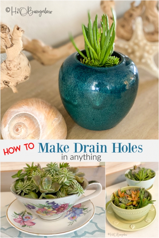 Blue Ceramic Planter with Taped Surface for DIY Drainage Holes