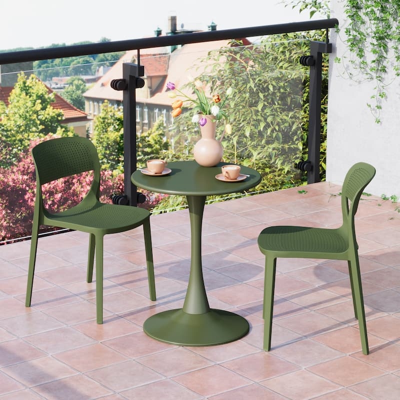Bohemian Bistro Set Woven Cane Texture Round Glass Top
