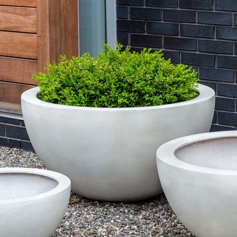 Bowl Planter Large Ivory Wide Rim Chalky Texture Matte Finish