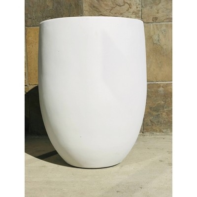 Bowl Planter Low Profile Round Silhouette Wide Rim Concrete-Like Patio
