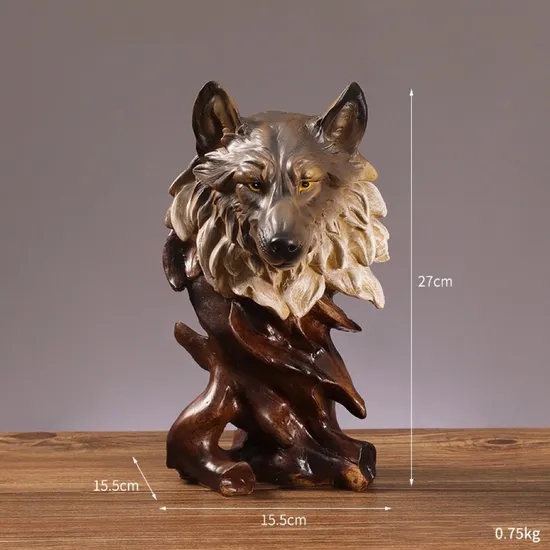 Bronze Eagle Head Statue on Rustic Wood-Toned Root Base