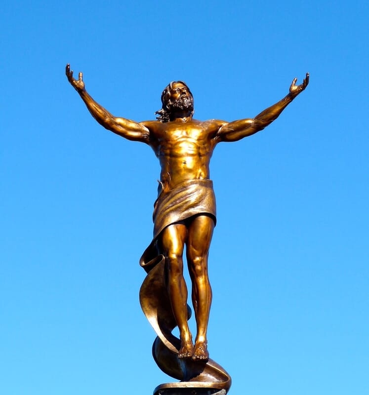 Bronze Statue with Ascending Pose for Religious Garden Decor