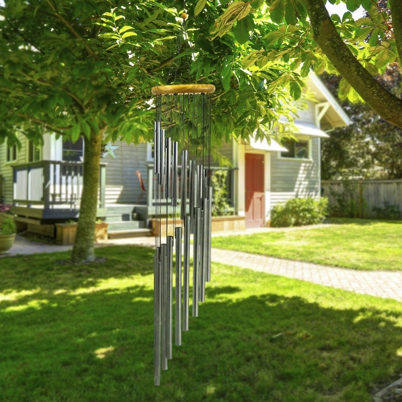 Bronze Tubular Wind Chimes featuring Wood Accents for Patio Garden