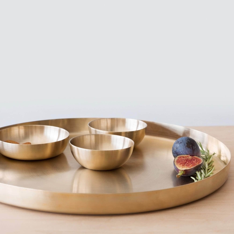 Brushed Metal Serving Trays, Concentric Grain