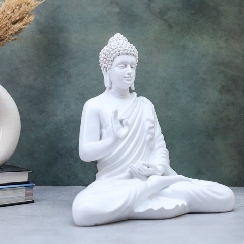 Buddha Statue Meditative Silhouette White Zen Buddha Statue