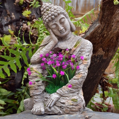 Buddha Statue Planter Sleeping Form Integrated Planter Zen Garden Decor