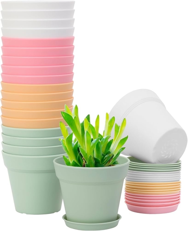 Bulk 4-inch Nursery Pots Set, Minimalist White Plastic.