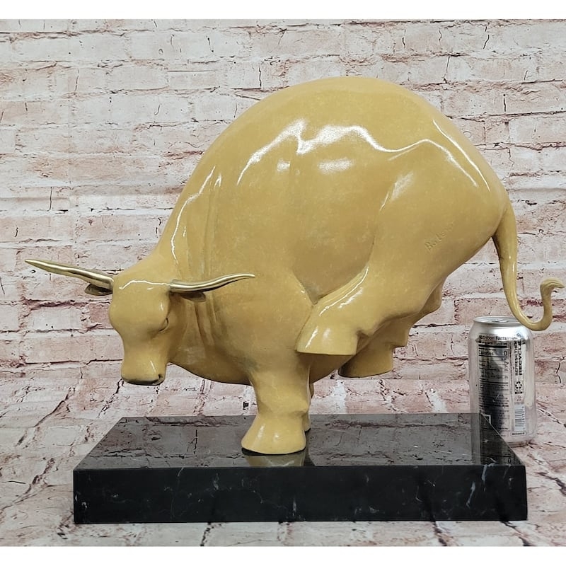 Bull Statue: Distressed Bronze with Hollow Center, Modern Farmhouse