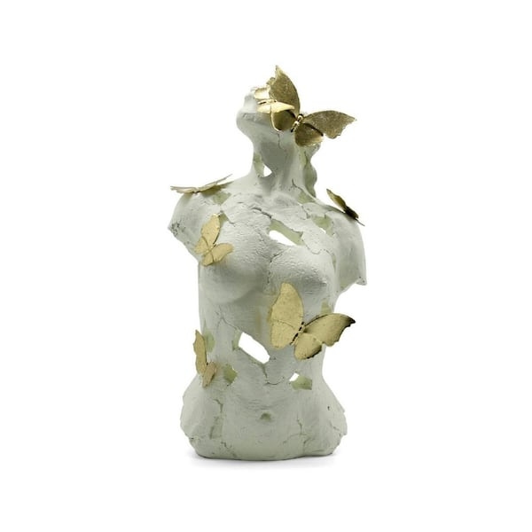 Bust Sculpture Abstract Female Form with Whimsical Butterfly Accents