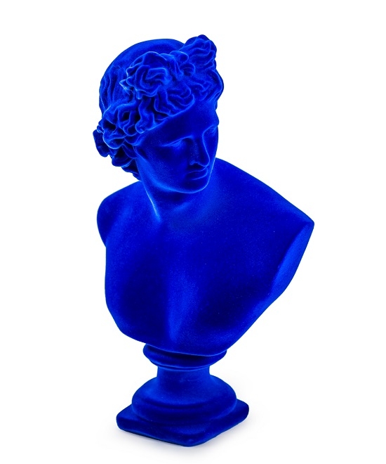 Bust Sculpture Classical Apollo Subject Flocked Finish Eclectic Accent