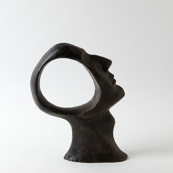 Bust Sculpture Metal Strips Hollow Design Bronze Matte Contemporary