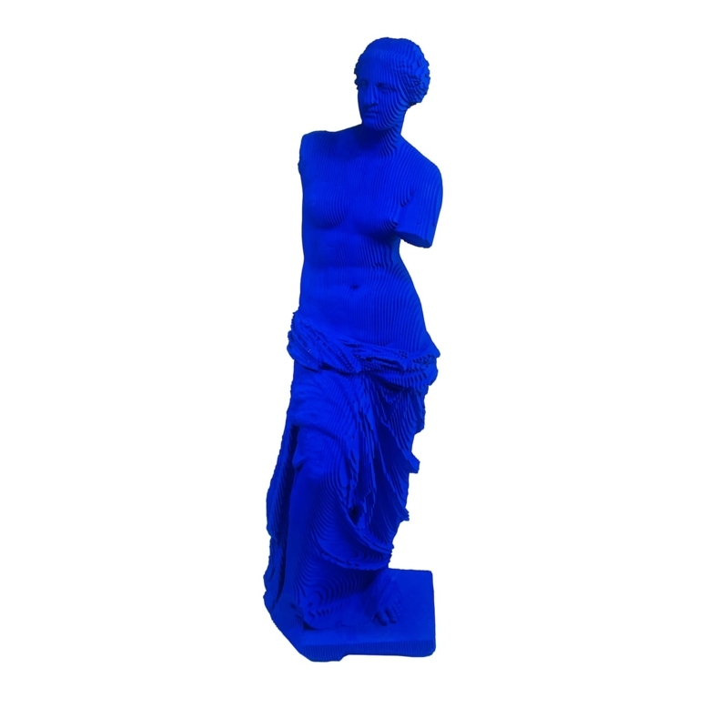 Bust Sculpture Pitted Texture Cobalt Blue Finish Classical Venus Form