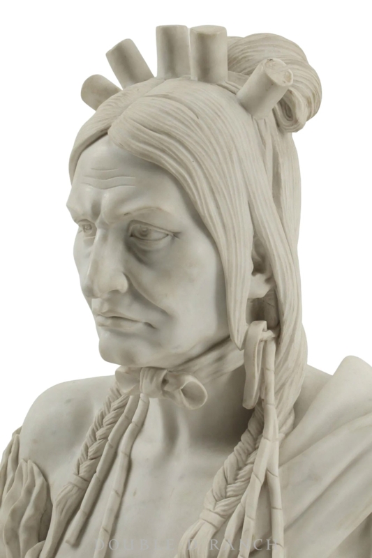 Bust Sculpture Stone-Like Material Carved Braids Vintage Western Art