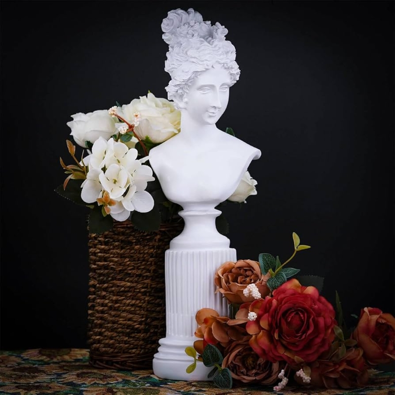Bust Statue Classical Goddess with Braided Hair Detail and Tiara