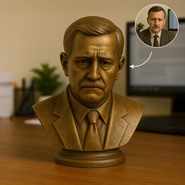 Bust Statue Portrait Sculpture Bronze Finish Classical Home Decor