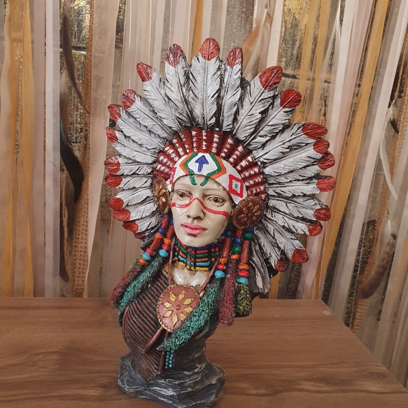 Bust Statue Stone-Like Finish Braided Hair Detail Earthy Decor
