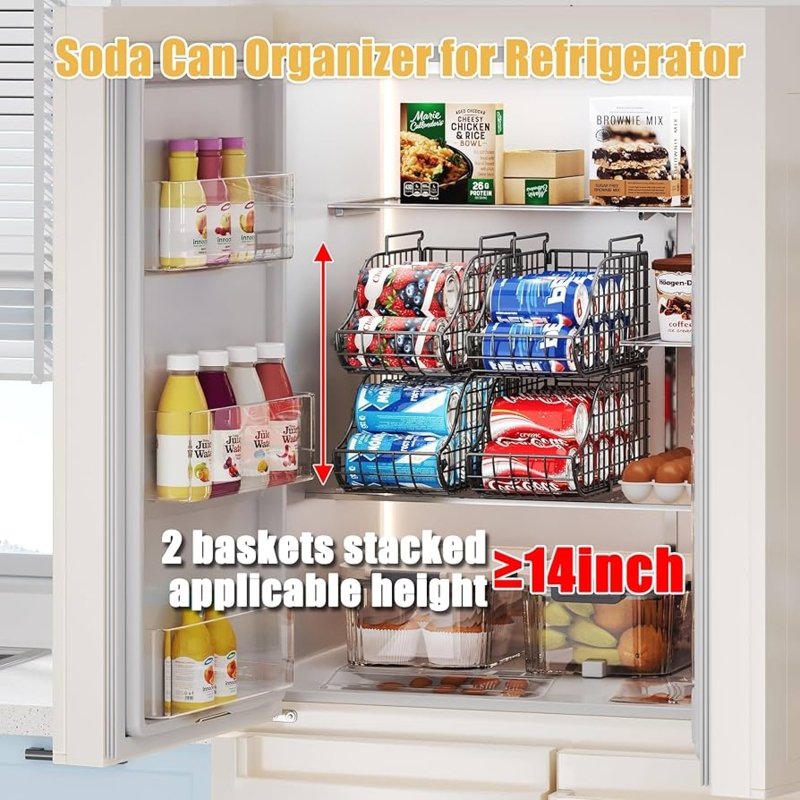 Can Organizer Black Wire Stackable Slanted Pantry Beverage Storage