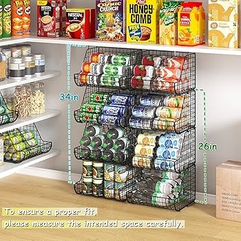 Can Organizer Matte Black Wire Three-Tier Gravity Feed Pantry