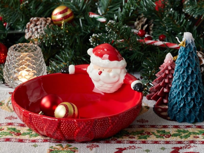 Candy Bowl, Santa Claus Shape with Glossy Ceramic Finish