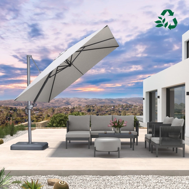 Cantilever Umbrella 10-Foot Square Shape Crank Lift Aluminum