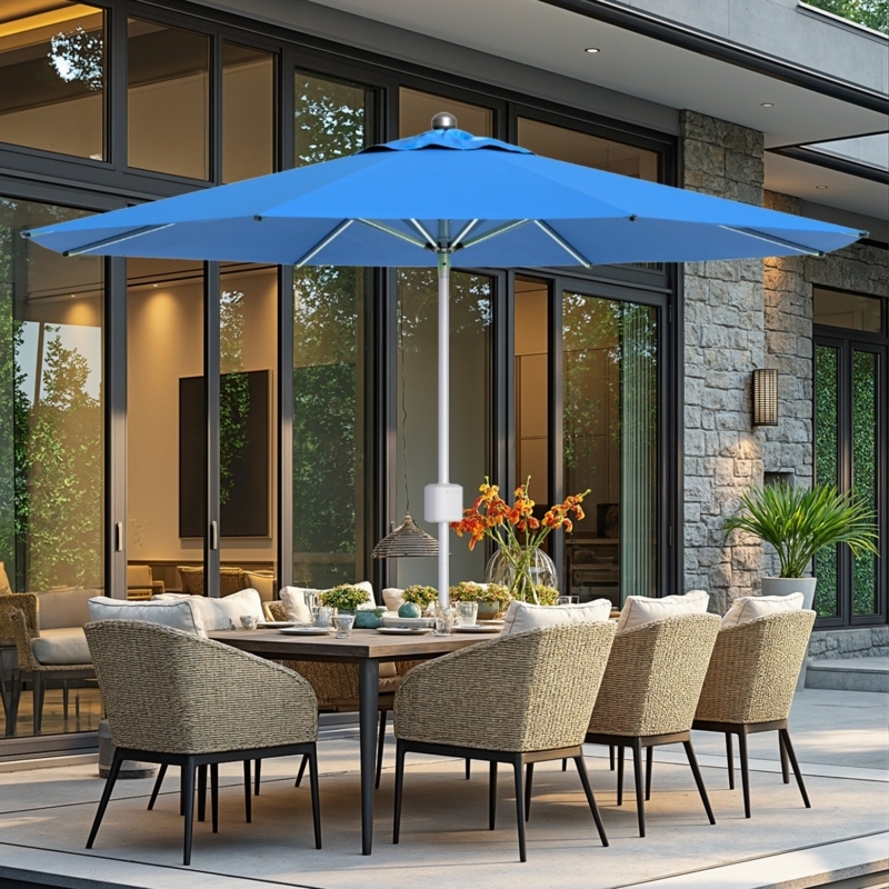 Cantilever Umbrella Navy Blue Offset Design Tiered Canopy