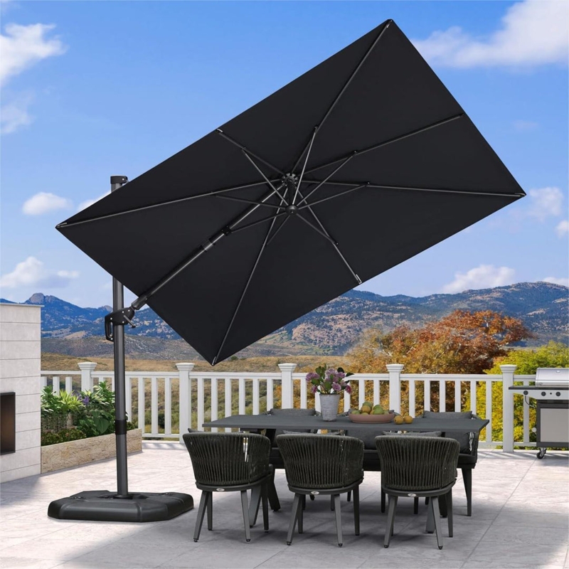 Cantilever Umbrella Rectangular Canopy Navy Blue Offset Garden Shade