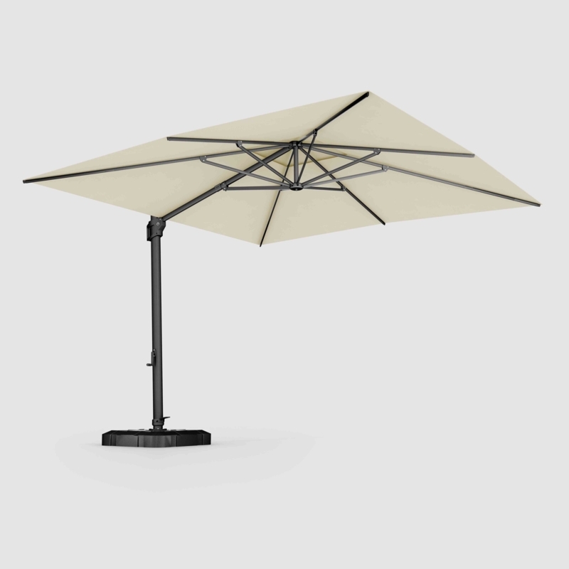 Cantilever Umbrella Square Canopy Black Frame Luxurious Poolside Lounge