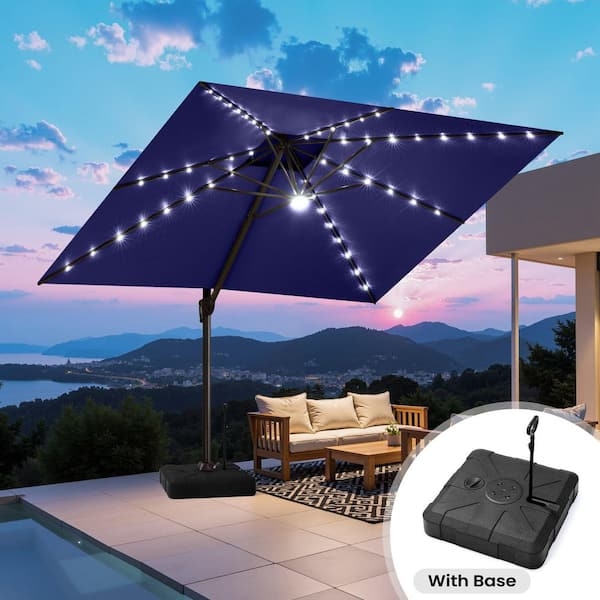 Cantilever Umbrella with Mobile Base and LED Lights