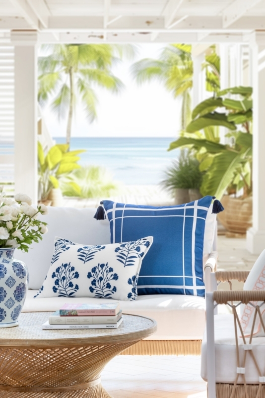 Canvas Like Throw Pillow Line Frame Border Square Silhouette Navy Blue