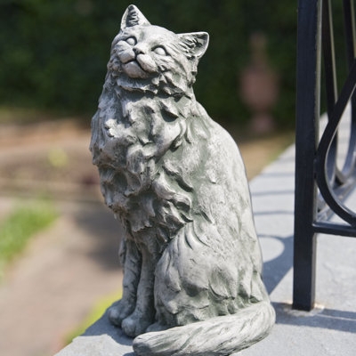 Cat Statue Charcoal Stippled Minimalist Feline Home Decor
