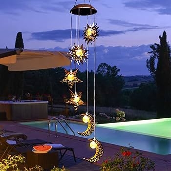 Celestial Moon Design Wind Chime with Antique Bronze Finish