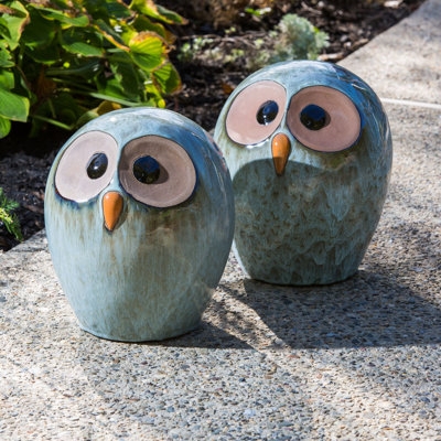 Ceramic Bird Statue with Crackle Glaze Finish and Rounded Form